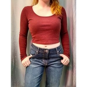 Maroon Cropped Long Sleeve